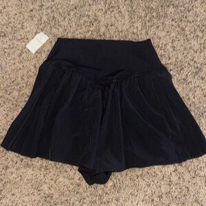 Aerie Offline Black High-Waisted Shorts - Side Ruffles with Built in Shorts